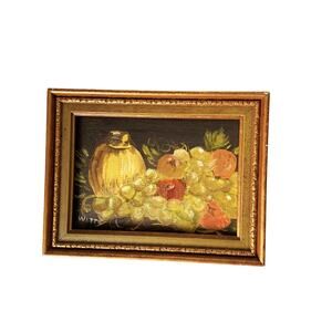Vintage Mid Century Still Life Fruit Oil Painting Signed Witte Small